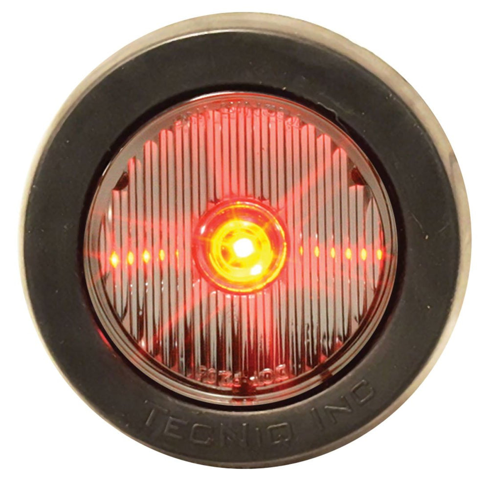 Red 2 Inch Round Flat Side Marker - Clear Lens