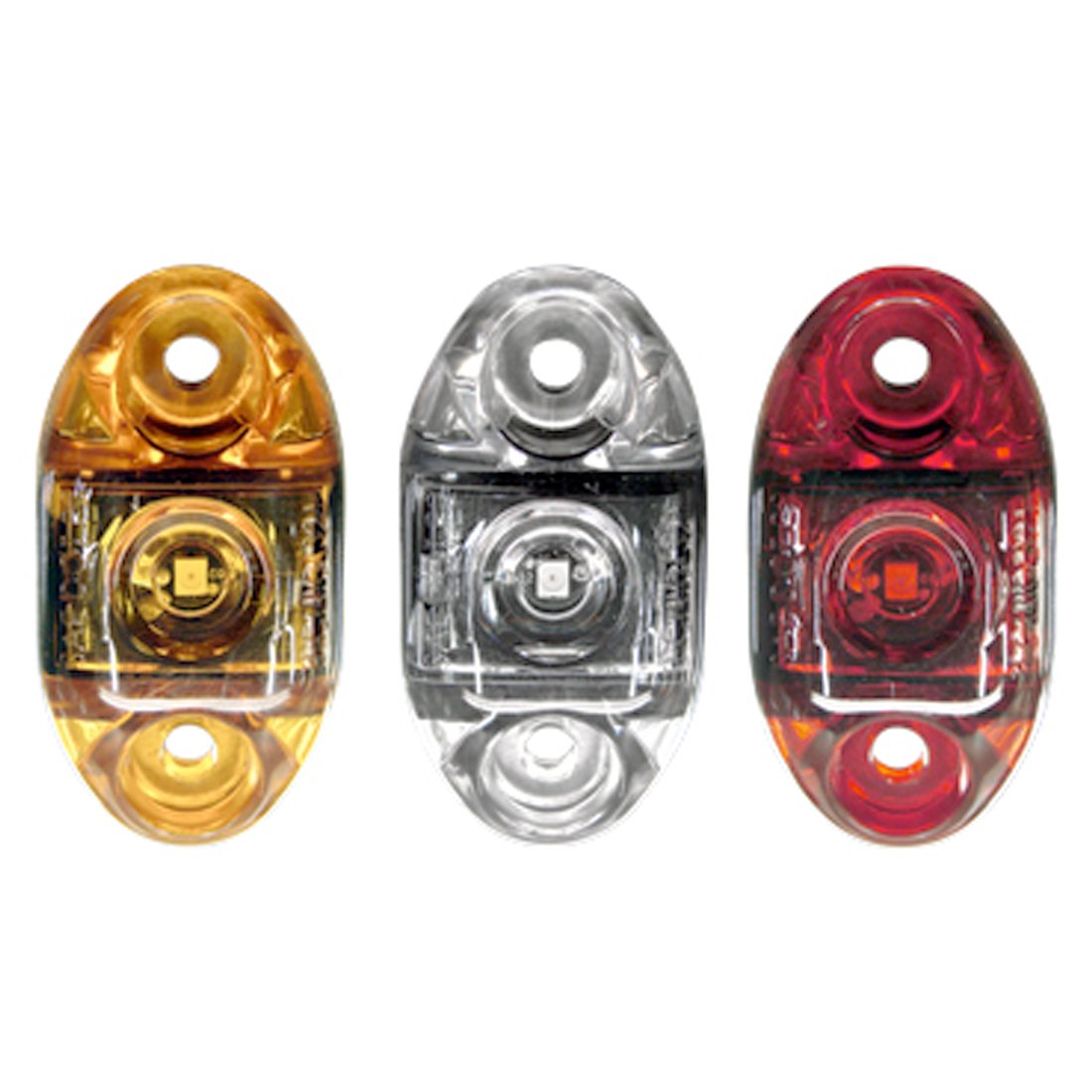 Amber 2 Inch Oval  Flat Side Marker - Clear Lens