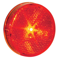 Red 2.5 Inch Round Flat Side Marker Withreflector - Red Lens