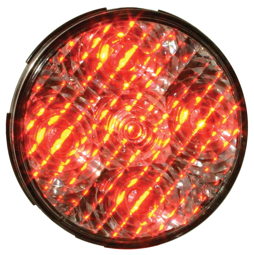 Red 4 Inch Round S-T-T Light - Grommet Mount - Clear Lens