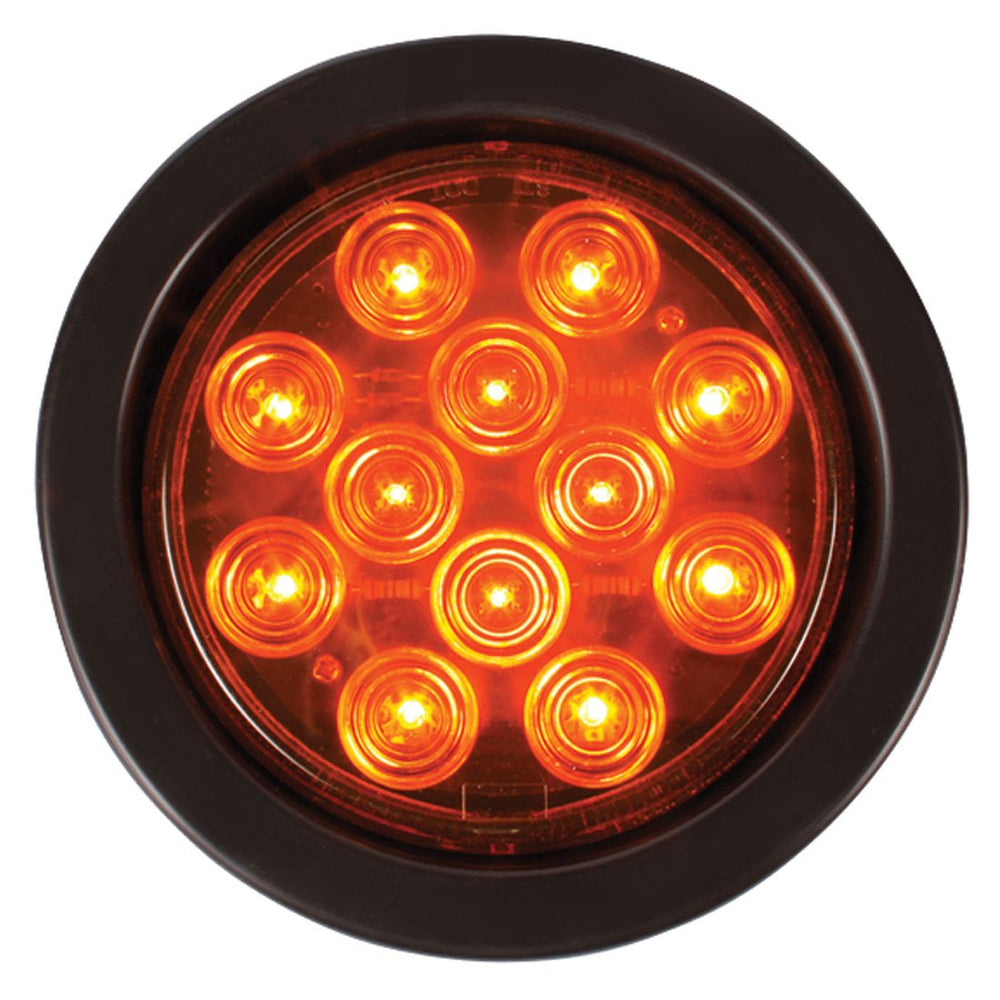 4 Inch Round Stop/Turn/Tail Light - 12 LEDs - Amber
