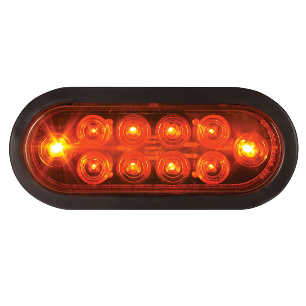 6.5 Inch Oval Stop/Turn/Tail Light - 10 LEDs - Amber