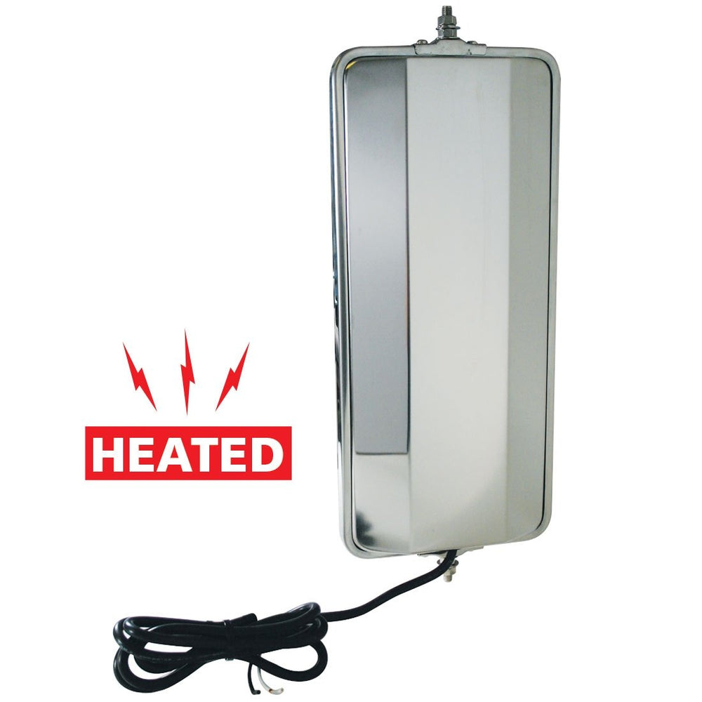 Truck Mirror 7 Inch x 16 Inch Angle Back - Stainless Heated