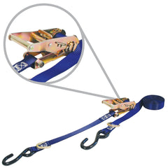 VULCAN Ratchet Strap with S Hooks and D Rings - 1 Inch x 15 Foot - 500 Pound Safe Working Load