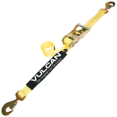 VULCAN Car Tie Down with Flat Snap Hook Ratchet - Snap Hook - 96 Inch - 3,300 Pound Safe Working Load