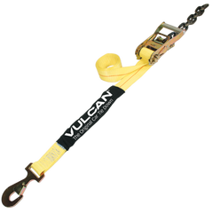 VULCAN Car Tie Down with Flat Chain Tail Ratchet - Snap Hook - 96 Inch - 3,300 Pound Safe Working Load