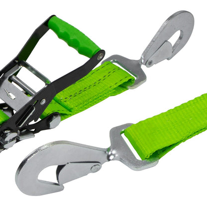 VULCAN Car Tie Down with Twisted Snap Hooks - 2 Inch x 96 Inch - 2 Pack - High-Viz - 3,300 Pound Safe Working Load