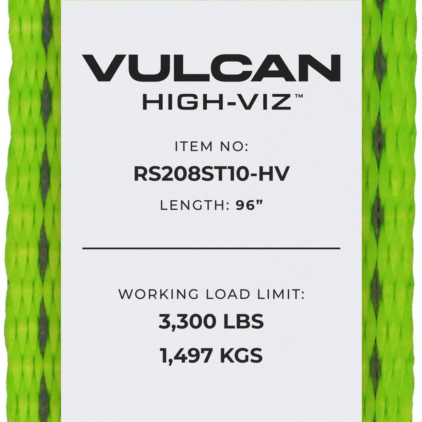VULCAN Car Tie Down with Twisted Snap Hooks - 2 Inch x 96 Inch - 2 Pack - High-Viz - 3,300 Pound Safe Working Load
