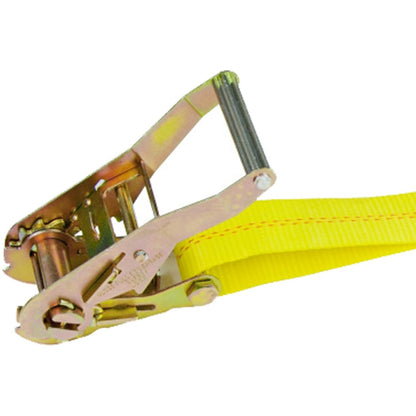VULCAN Ratchet Strap with Chain Anchors - Classic Yellow - 2 Inch x 27 Foot - Pallet - 20 Cases of 3 - 3,600 Pound Safe Working Load