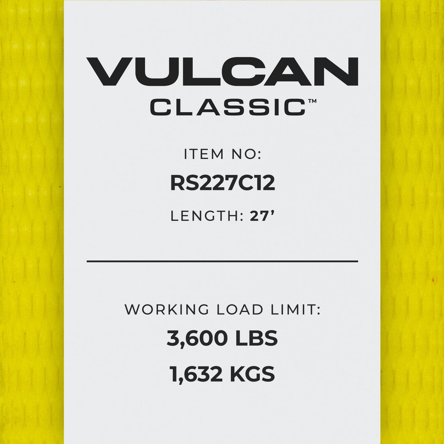 VULCAN Ratchet Strap with Chain Anchors - 2 Pack - Classic Yellow - 2 Inch x 27 Foot - 3,600 Pound Safe Working Load