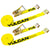 VULCAN Ratchet Strap with Flat Hooks - 2 Inch x 27 Foot - 2 Pack - YELLOW - 3,300 Pound Safe Working Load