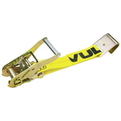 VULCAN Ratchet Strap with Flat Hooks - 2 Inch x 27 Foot - 2 Pack - YELLOW - 3,300 Pound Safe Working Load