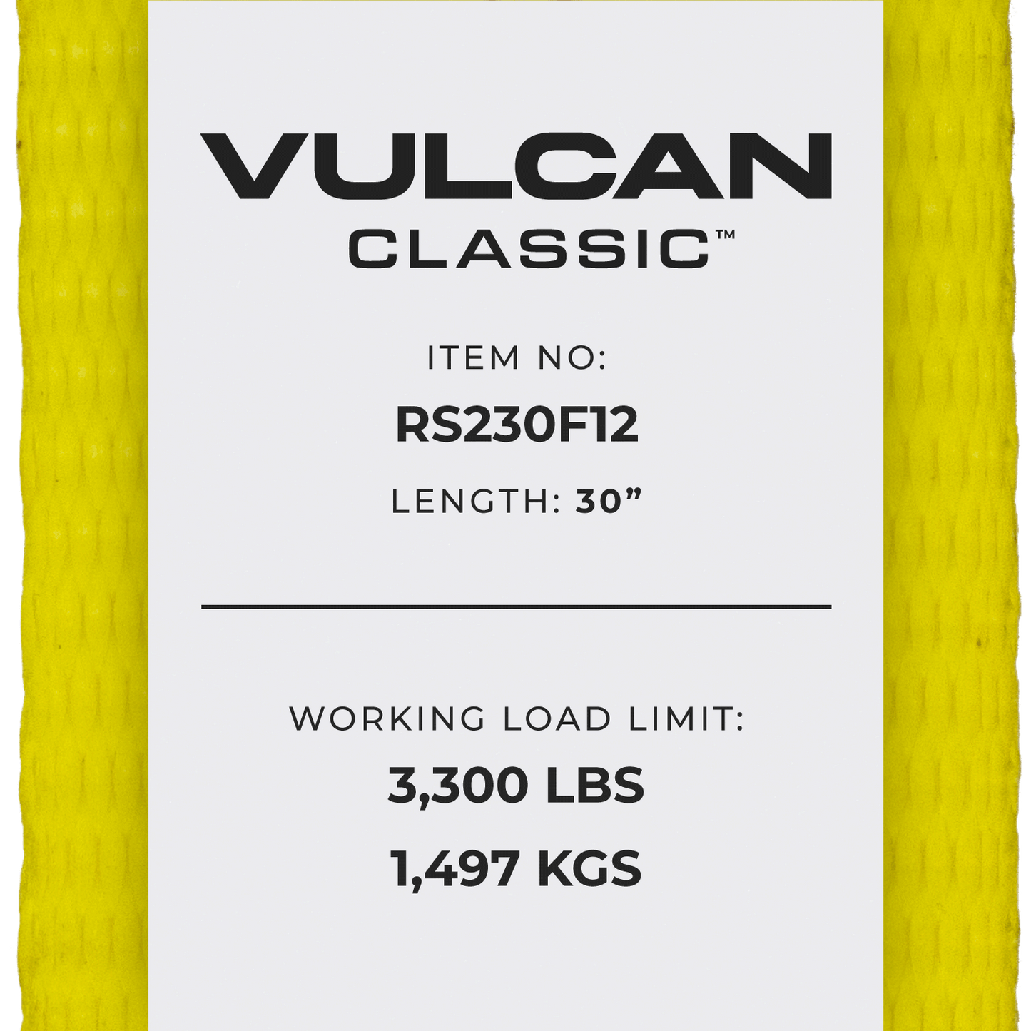 VULCAN Ratchet Strap with Flat Hooks - 2 Inch x 30 Foot - Classic Yellow - 3,300 Pound Safe Working Load