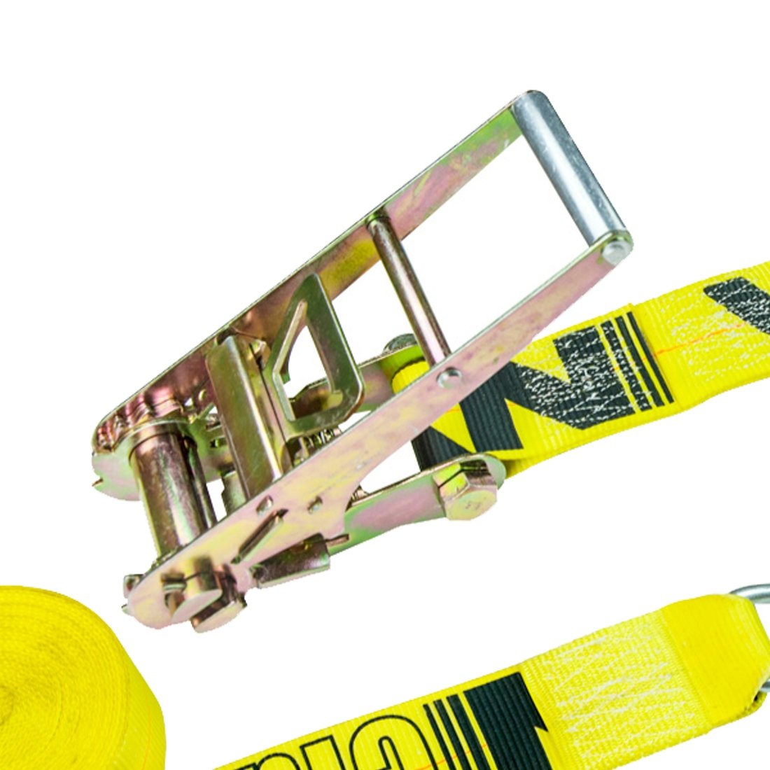 VULCAN Ratchet Strap with Chain Anchors - 3 Inch x 30 Foot - Classic Yellow - 5,000 Pound Safe Working Load