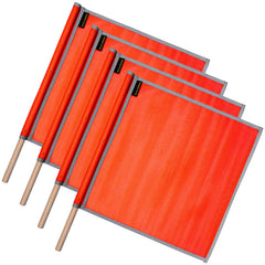 VULCAN Safety Flags With Border - Bright Orange - PVC - Dowel - 18 Inch x 18 Inch - 4 Pack