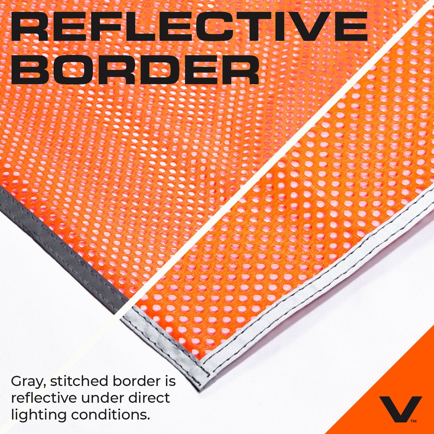 VULCAN Safety Flags With Border - Bright Orange - Mesh - Stretch Cord - 18 Inch x 18 Inch - 4 Pack