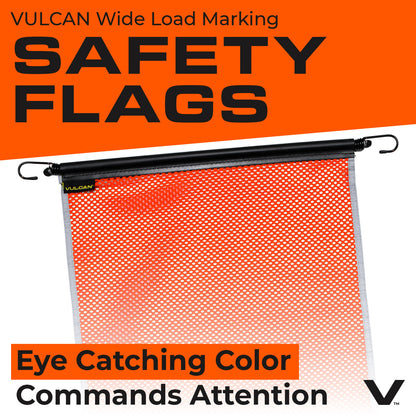 VULCAN Safety Flags With Border - Bright Orange - Mesh - Stretch Cord - 18 Inch x 18 Inch - 4 Pack