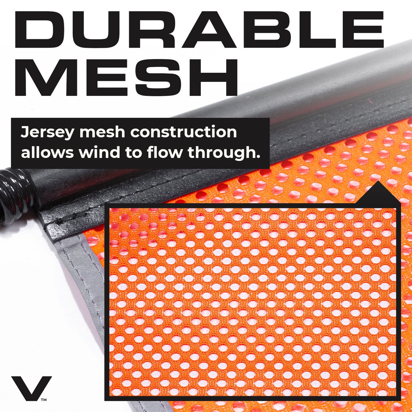 VULCAN Safety Flags With Border - Bright Orange - Mesh - Stretch Cord - 18 Inch x 18 Inch - 4 Pack