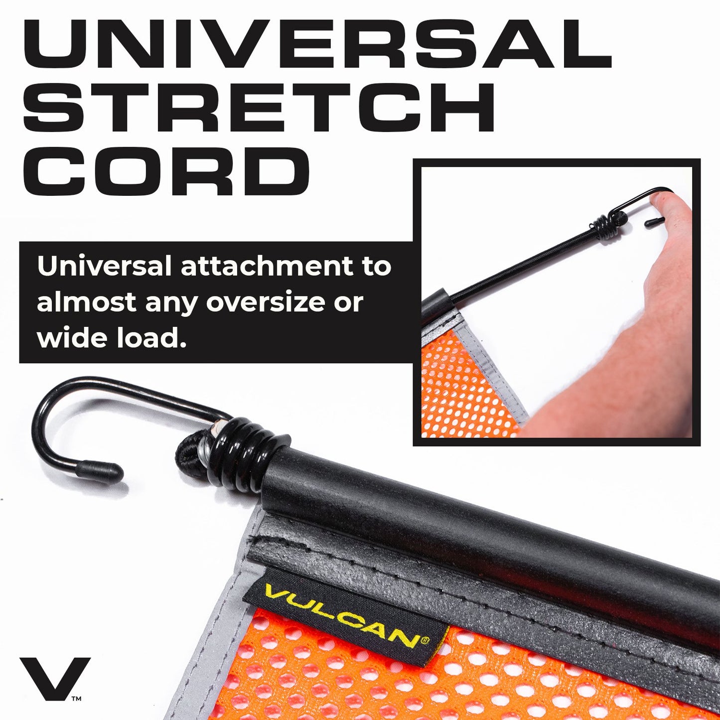VULCAN Safety Flags With Border - Bright Orange - Mesh - Stretch Cord - 18 Inch x 18 Inch - 4 Pack