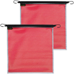 VULCAN Safety Flags With Border - Bright Red - Mesh - Stretch Cord - 18 Inch x 18 Inch - 2 Pack