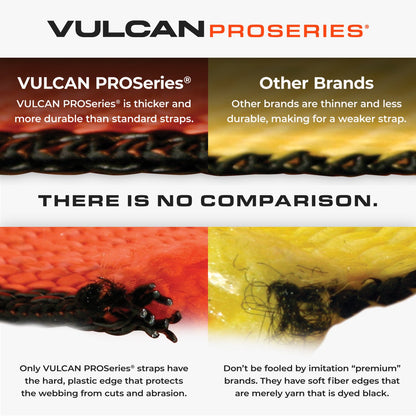 VULCAN 8-Point Roll Back Vehicle Tie Down Kit with Snap Hook on Strap Ends and Chain Tail on Ratchet Ends - Set of 4 - PROSeries