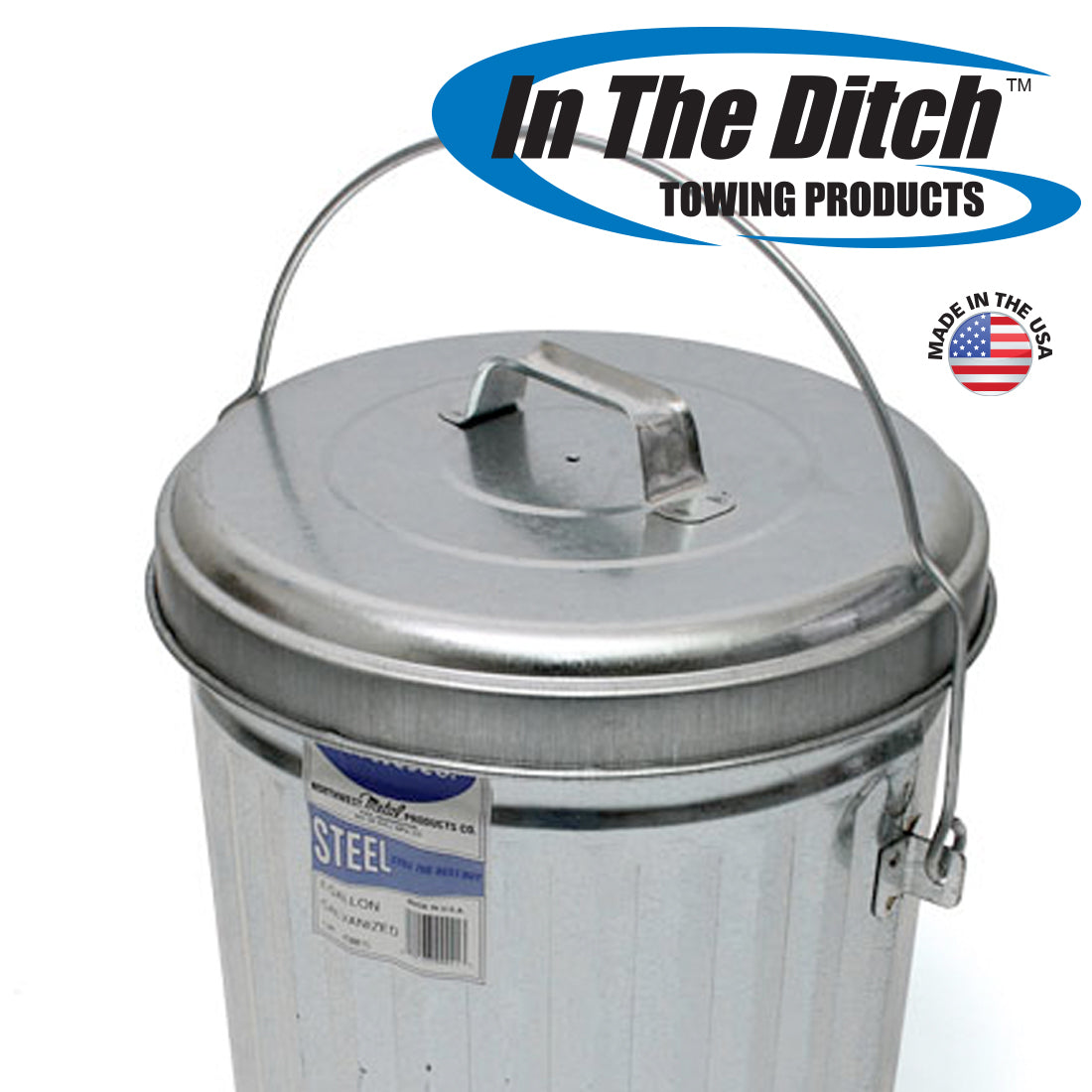 In The Ditch 4-Gallon Galvanized Trash Can with Lid