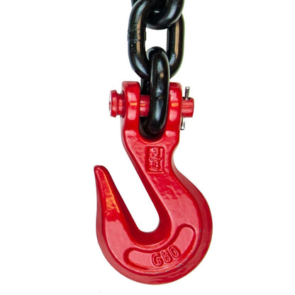 VULCAN Alloy Tow Chain with Forged Long J Hook - 3/8 Inch x 8 Foot - Grade 80 - PROSeries - 7,100 Pound Safe Working Load