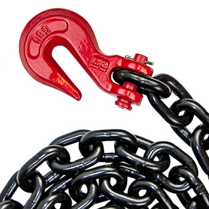 VULCAN Alloy Tow Chain with Forged Long J Hook - Grade 80 - 3/8 Inch x 6 Foot - PROSeries - 7,100 Pound Safe Working Load