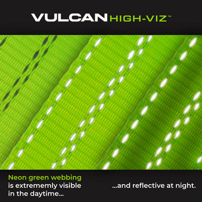 Scratch And Dent VULCAN Car Tie Down - Rolling Idler 3-Cleat - 120 Inch - 4 Pack - High-Viz - 3,300 Pound Safe Working Load