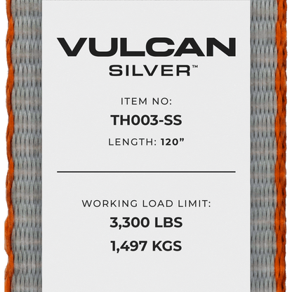 Replacement Strap For VULCAN Silver Series 120 Inch E-Track Rolling Idler 3-Cleat Car Tie Down - Replacement Strap Only - No Rolling Idler