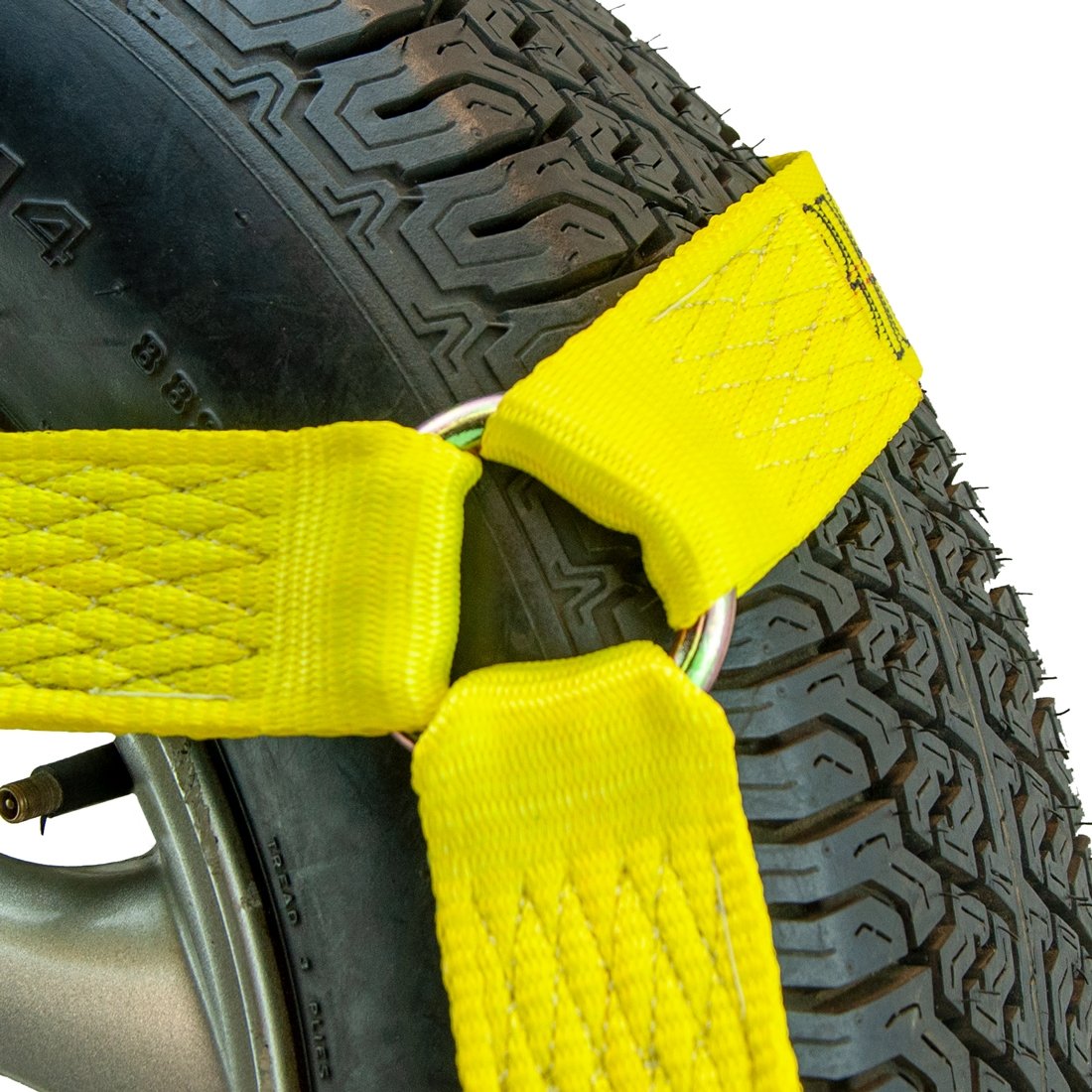 Scratch and Dent VULCAN Car Tie Down with Snap Hooks - Flat Bed Side Rail - 4 Pack - Classic Yellow - 3,300 Pound Safe Working Load