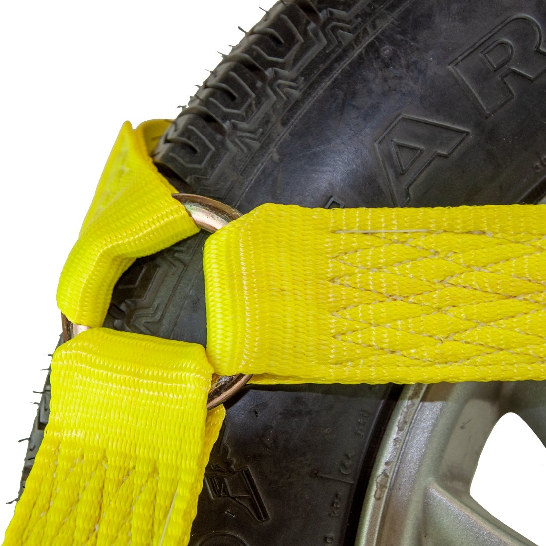 Scratch and Dent VULCAN Car Tie Down with Snap Hooks - Flat Bed Side Rail - 4 Pack - Classic Yellow - 3,300 Pound Safe Working Load