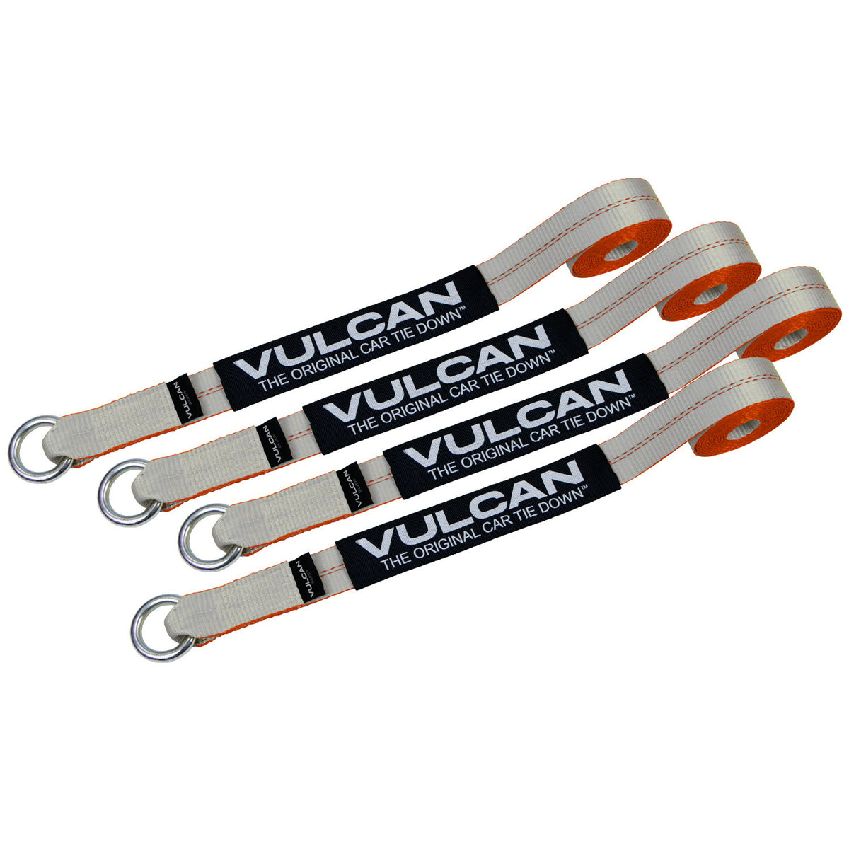 Scratch And Dent VULCAN Wheel Dolly Tire Harness with Universal O-Ring - Lasso Style - 2 Inch x 96 Inch, 4 Pack - Silver Series - 3,300 Pound Safe Working Load- Straps Only, Ratchets Sold Separately