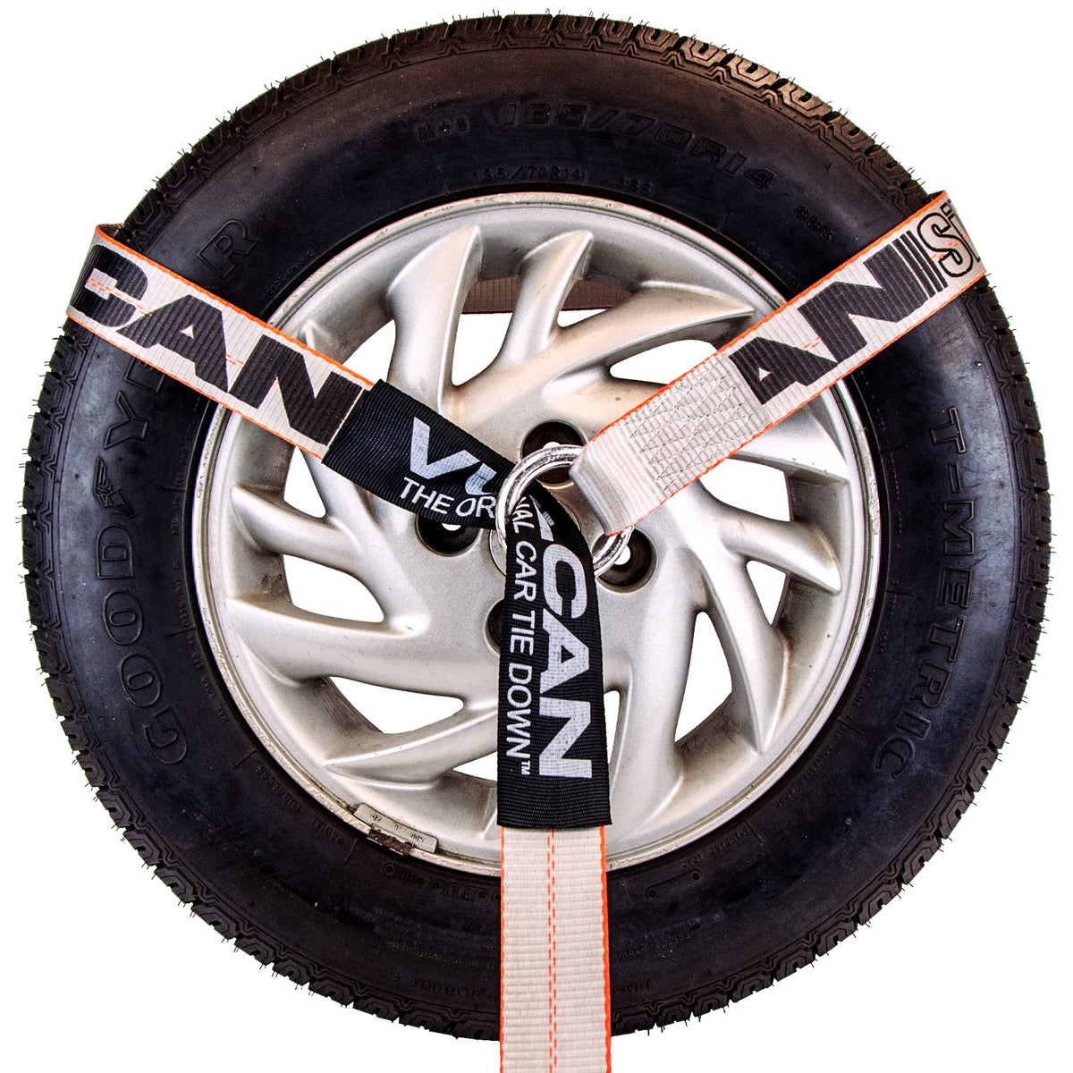 Scratch And Dent VULCAN Wheel Dolly Tire Harness with Universal O-Ring - Lasso Style - 2 Inch x 96 Inch, 4 Pack - Silver Series - 3,300 Pound Safe Working Load- Straps Only, Ratchets Sold Separately