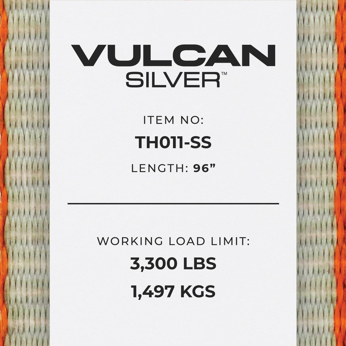 Scratch And Dent VULCAN Wheel Dolly Tire Harness with Universal O-Ring - Lasso Style - 2 Inch x 96 Inch, 4 Pack - Silver Series - 3,300 Pound Safe Working Load- Straps Only, Ratchets Sold Separately