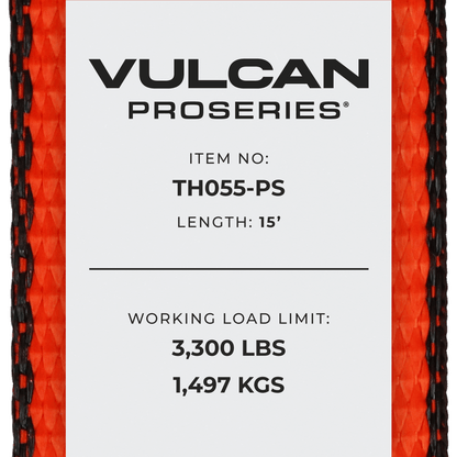 VULCAN 8-Point Roll Back Vehicle Tie Down Kit with Snap Hook on Strap Ends and Chain Tail on Ratchet Ends - Set of 4 - PROSeries