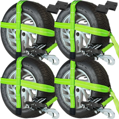 VULCAN Car Tie Downs - Snap Hook - Adjustable Loop - 4 Pack - High-Viz - 3,300 Pound Safe Working Load