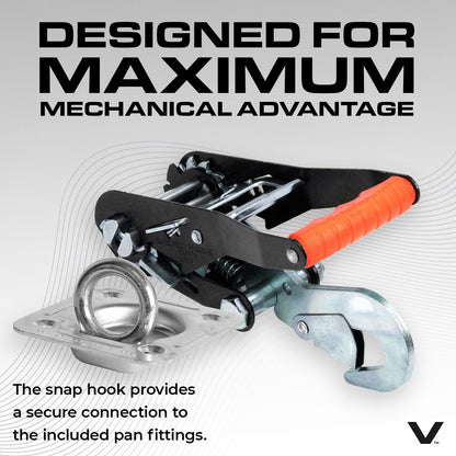 VULCAN Exotic Car Rim Tie Down Set with Flush Mount Pan Fittings - 2 Inch x 144 Inch - 4 Straps - Silver Series - 3,300 Pound Safe Working Load
