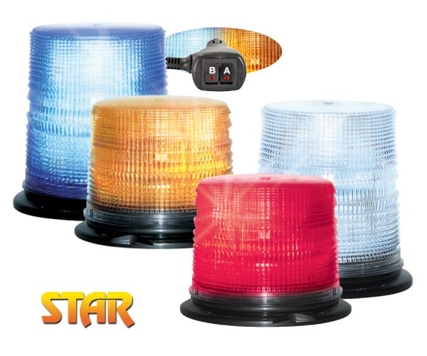 Dual Color LED Beacon - 4.75 Inch - White/Red - Vacuum Mag
