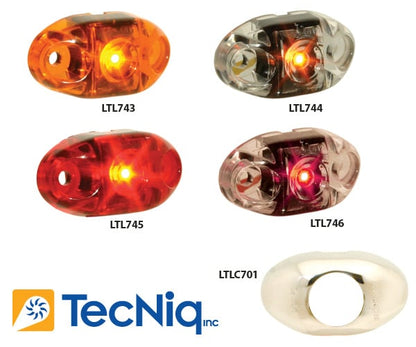 Red 2 Inch Oval  Flat Side Marker - Red Lens