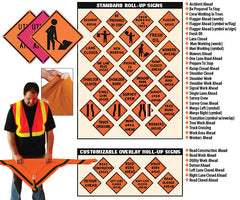 48 Inch x 48 Inch Orange Reflective Roll-Up Sign - Sign Only - Stands Sold Separately