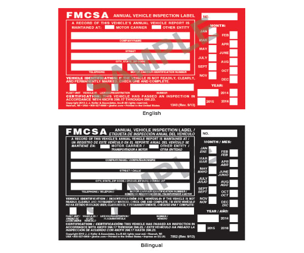 Shipping Inspection Labels DOT Annual Vehicle Inspection Label | Truck n Tow.com