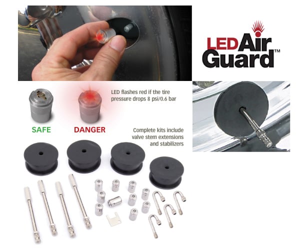 LED Airguard Tire Pressure Monitor with Valve Extension and 2.5 Inch Stabilizers