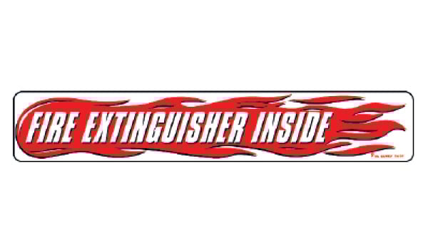 Fire Extinguisher Inside with Flames Decal