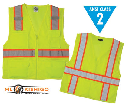 Class 2 Ultra-Cool Multi-Pocket Vest - Lime - 4X