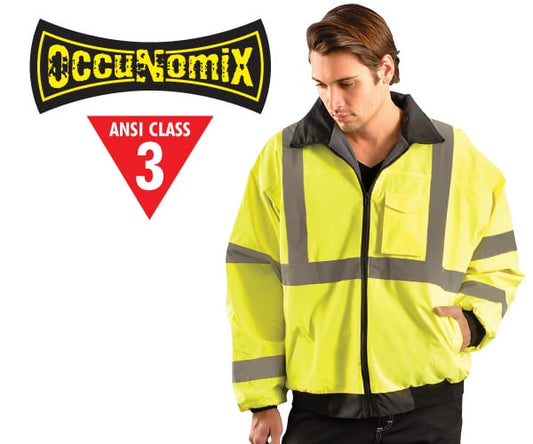 Ansi Class 3 Fleece Lined Bomber Jacket - Lime 5X