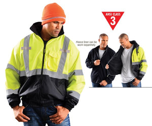 Occunomix Men'S Class 3 Bomber Jacket - 2X Lime/Black