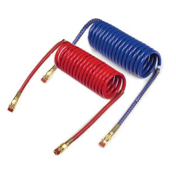 20 Foot Coiled Airbrake Hose with One 12 Inch and One 40 Inch Lead - 2 Pack