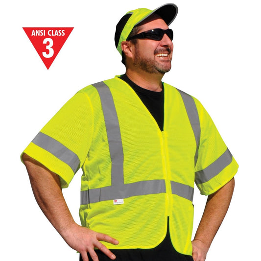 Class 3 Zip Vest Yellow Mesh  XL/2XL