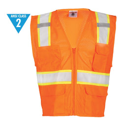 Class 2 Ultra-Cool Multi-Pocket Vest - Orange - Large